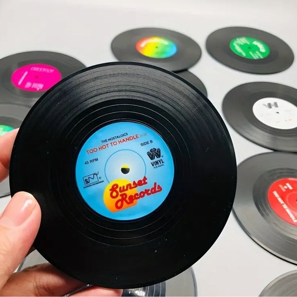 6pcs, Non-Slip Vinyl Record Coasters With Holder - Picture 8 of 11
